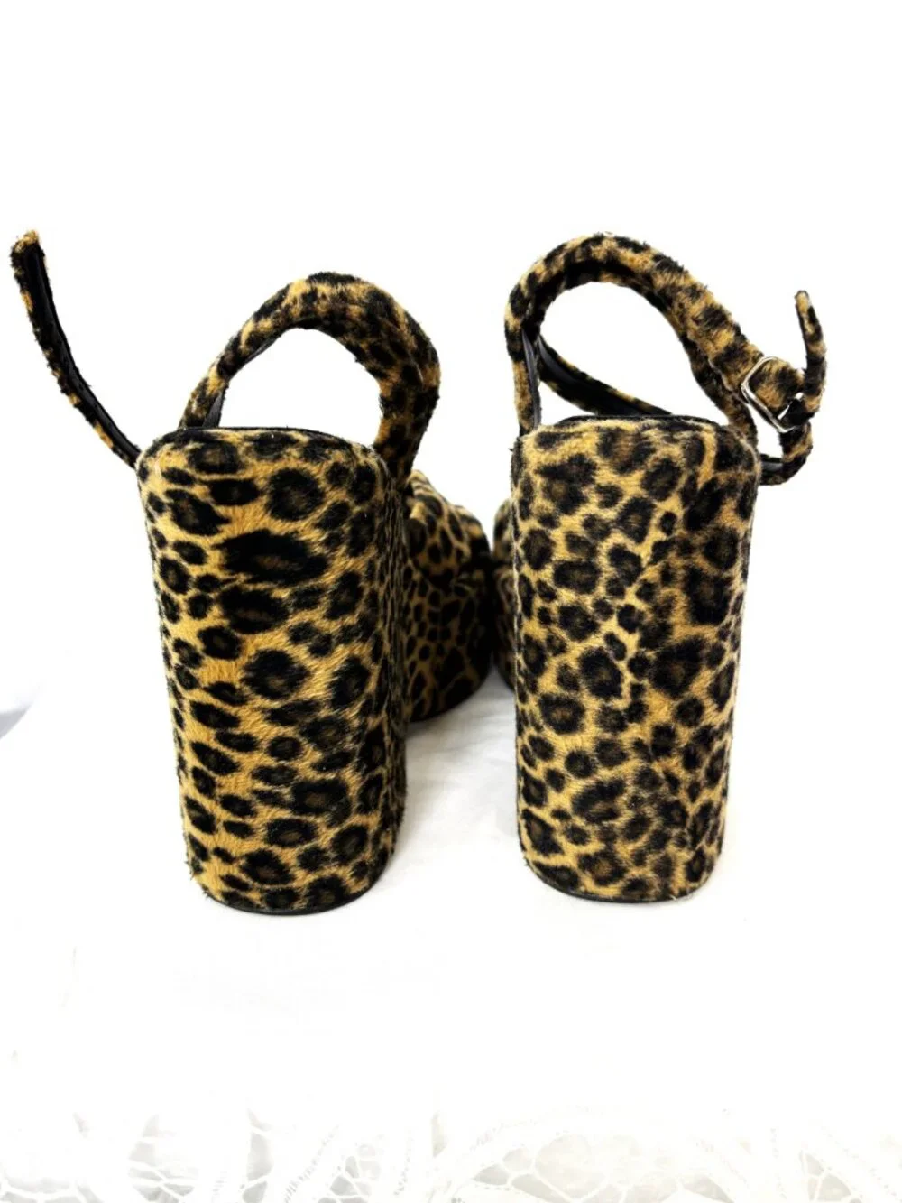Classified Leopard Fur Platform Shoes 60’s – 70’s style Vintage Sz 6.5